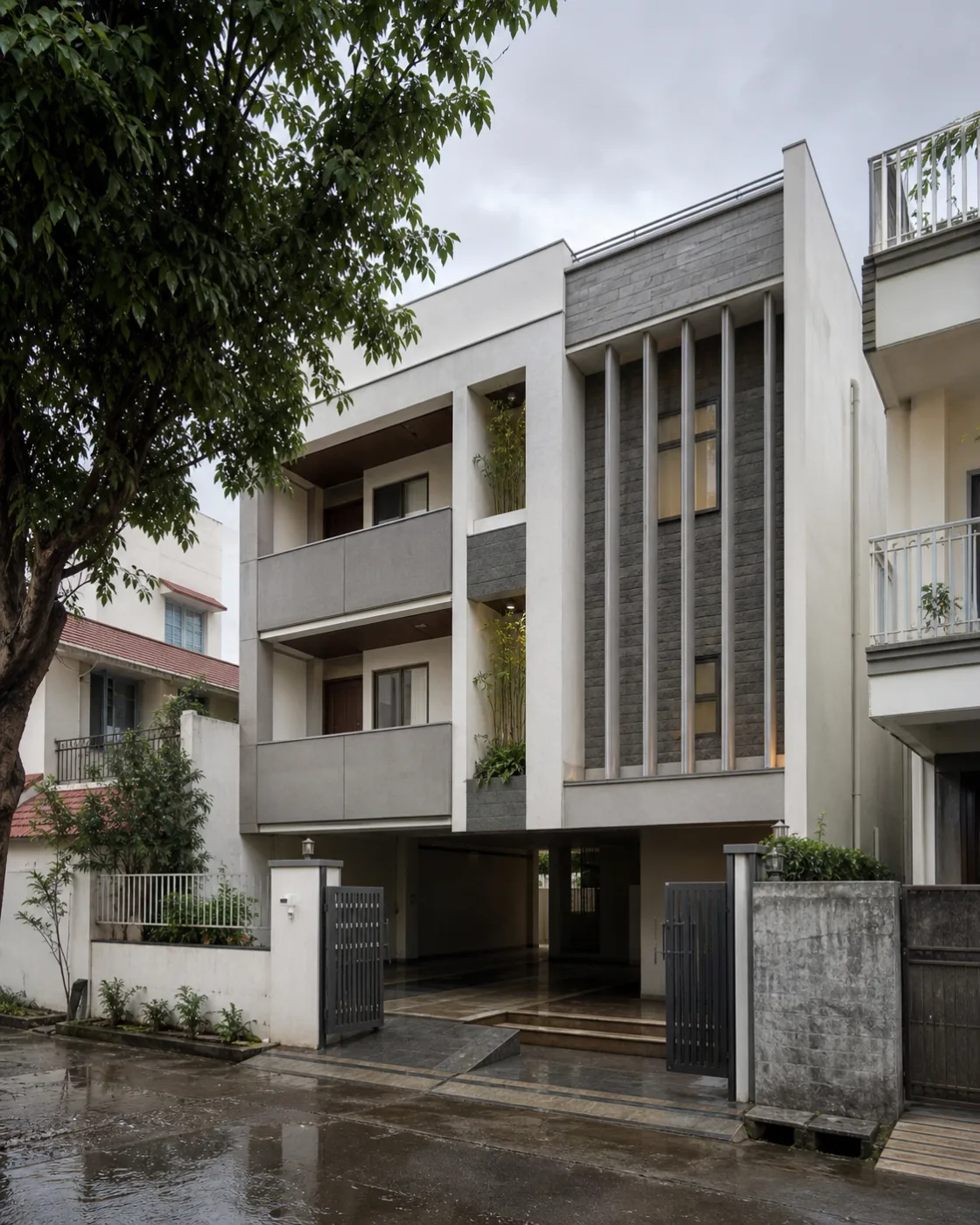 AI-generated unbuilt design study of an urban family residence for Canal Road, Dehradun